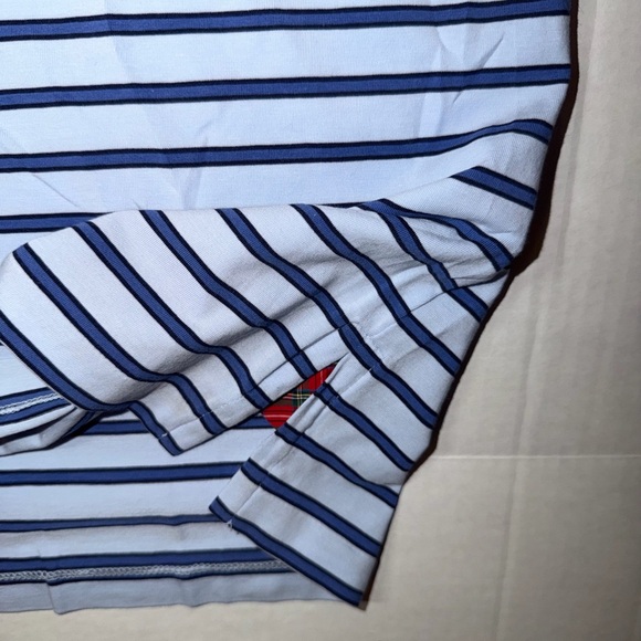 Polo by Ralph Lauren Men's Light Blue and Navy Striped Polo - Picture 4 of 5